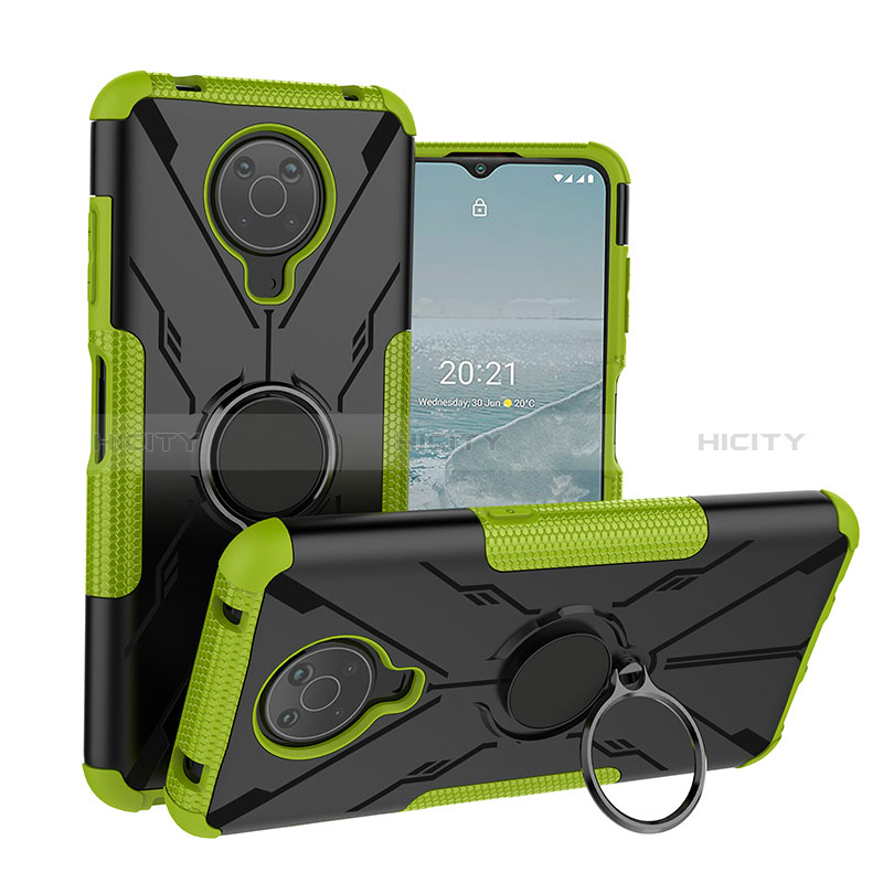 Silikon Hülle Handyhülle und Kunststoff Schutzhülle Hartschalen Tasche mit Magnetisch Fingerring Ständer JX1 für Nokia G10 groß