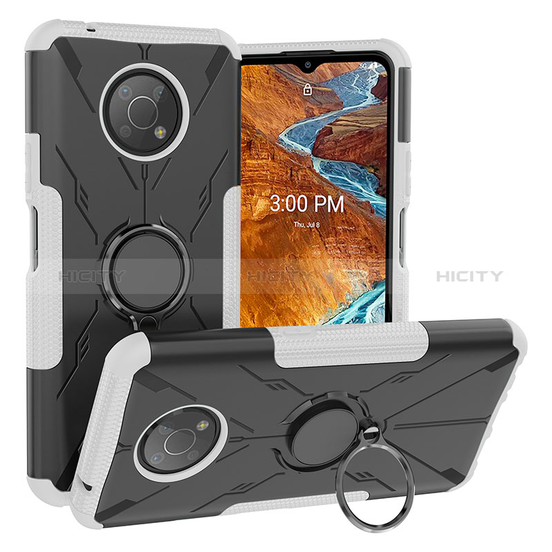 Silikon Hülle Handyhülle und Kunststoff Schutzhülle Hartschalen Tasche mit Magnetisch Fingerring Ständer JX1 für Nokia G300 5G groß