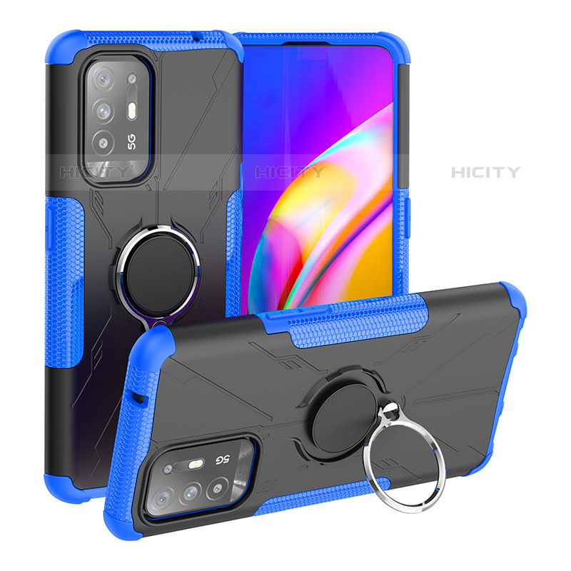 Silikon Hülle Handyhülle und Kunststoff Schutzhülle Hartschalen Tasche mit Magnetisch Fingerring Ständer JX1 für Oppo A94 5G groß