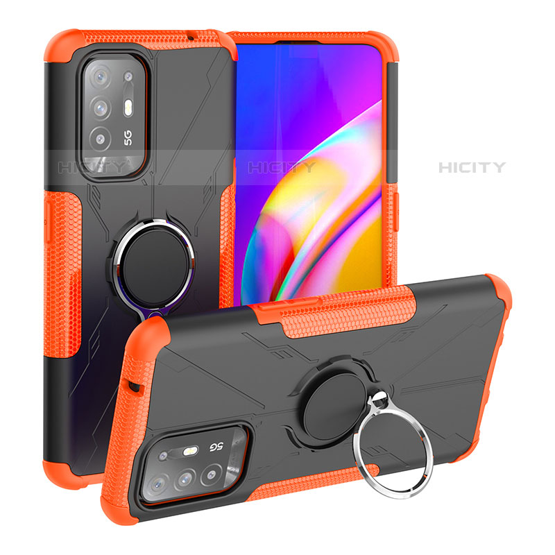 Silikon Hülle Handyhülle und Kunststoff Schutzhülle Hartschalen Tasche mit Magnetisch Fingerring Ständer JX1 für Oppo A94 5G groß