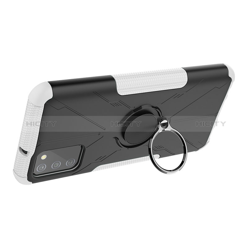 Silikon Hülle Handyhülle und Kunststoff Schutzhülle Hartschalen Tasche mit Magnetisch Fingerring Ständer JX1 für Samsung Galaxy A02s