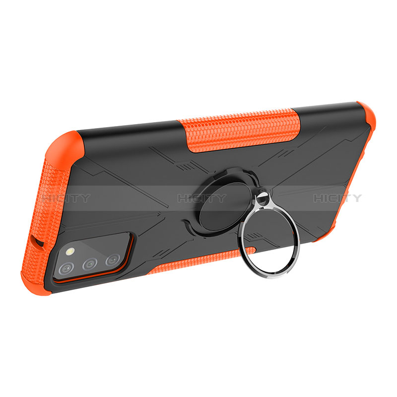 Silikon Hülle Handyhülle und Kunststoff Schutzhülle Hartschalen Tasche mit Magnetisch Fingerring Ständer JX1 für Samsung Galaxy A02s