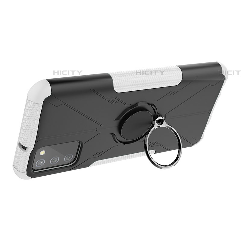 Silikon Hülle Handyhülle und Kunststoff Schutzhülle Hartschalen Tasche mit Magnetisch Fingerring Ständer JX1 für Samsung Galaxy A03s