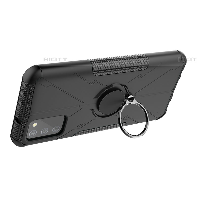 Silikon Hülle Handyhülle und Kunststoff Schutzhülle Hartschalen Tasche mit Magnetisch Fingerring Ständer JX1 für Samsung Galaxy A03s