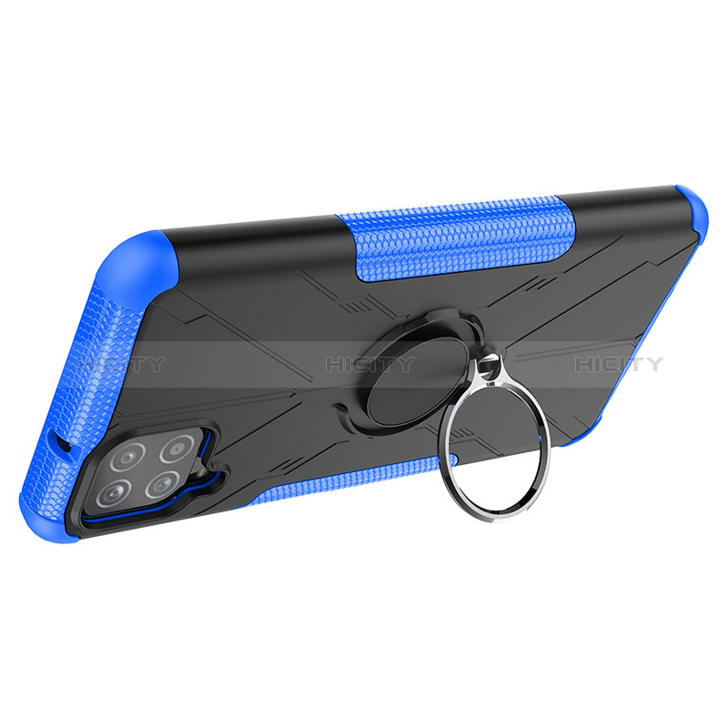 Silikon Hülle Handyhülle und Kunststoff Schutzhülle Hartschalen Tasche mit Magnetisch Fingerring Ständer JX1 für Samsung Galaxy A12 Nacho groß