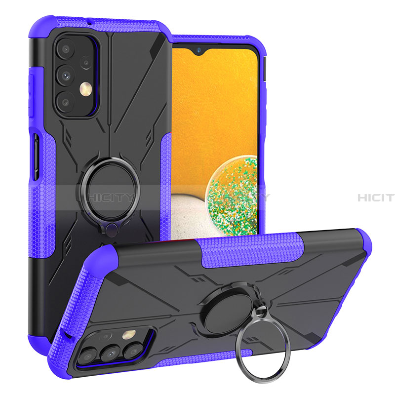 Silikon Hülle Handyhülle und Kunststoff Schutzhülle Hartschalen Tasche mit Magnetisch Fingerring Ständer JX1 für Samsung Galaxy A13 4G Violett