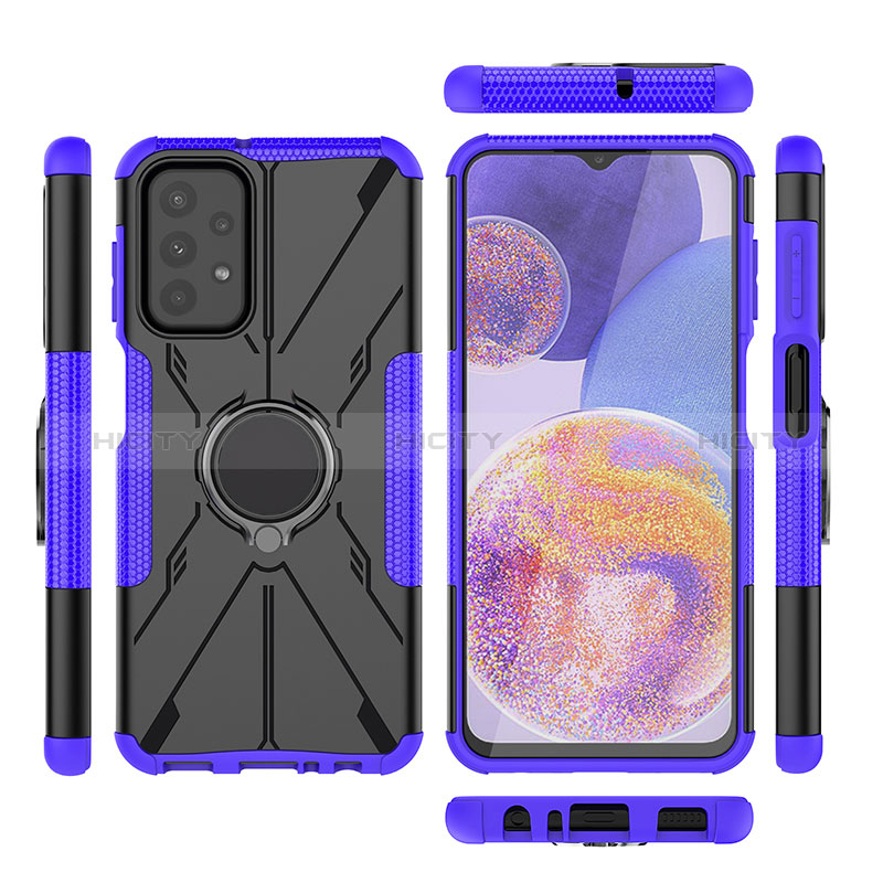 Silikon Hülle Handyhülle und Kunststoff Schutzhülle Hartschalen Tasche mit Magnetisch Fingerring Ständer JX1 für Samsung Galaxy A23 5G groß