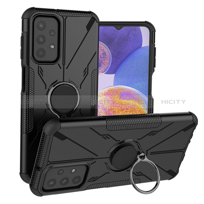 Silikon Hülle Handyhülle und Kunststoff Schutzhülle Hartschalen Tasche mit Magnetisch Fingerring Ständer JX1 für Samsung Galaxy A23 5G