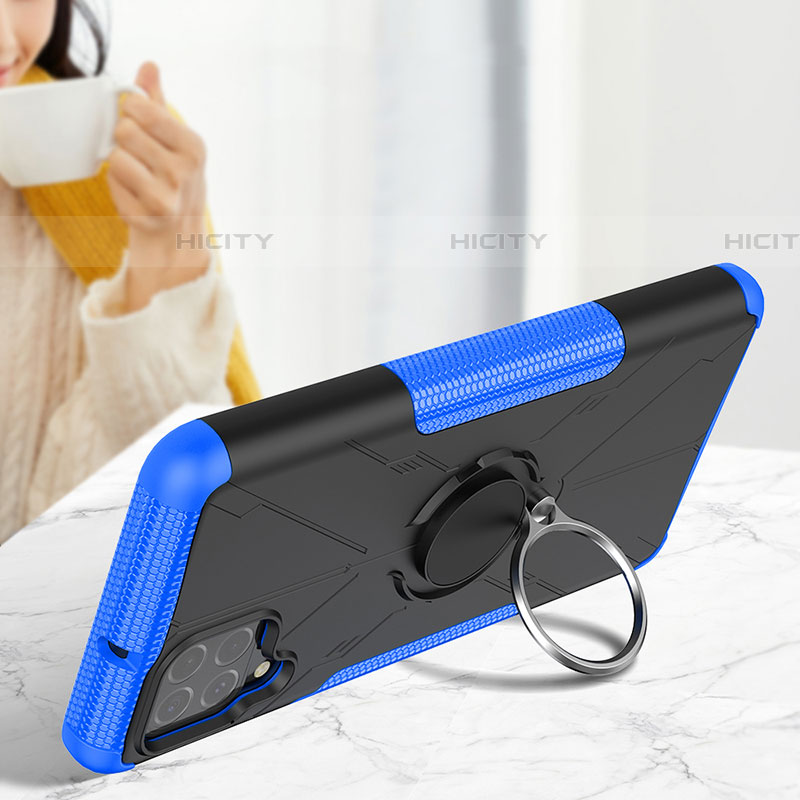 Silikon Hülle Handyhülle und Kunststoff Schutzhülle Hartschalen Tasche mit Magnetisch Fingerring Ständer JX1 für Samsung Galaxy F62 5G