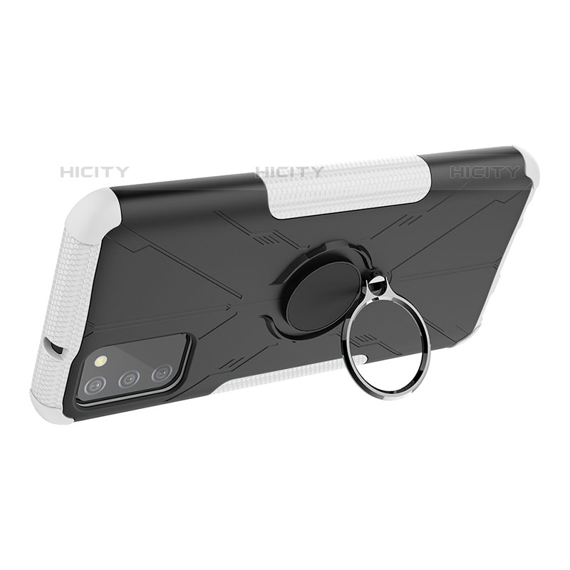 Silikon Hülle Handyhülle und Kunststoff Schutzhülle Hartschalen Tasche mit Magnetisch Fingerring Ständer JX1 für Samsung Galaxy M02s groß