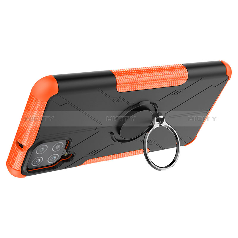 Silikon Hülle Handyhülle und Kunststoff Schutzhülle Hartschalen Tasche mit Magnetisch Fingerring Ständer JX1 für Samsung Galaxy M12