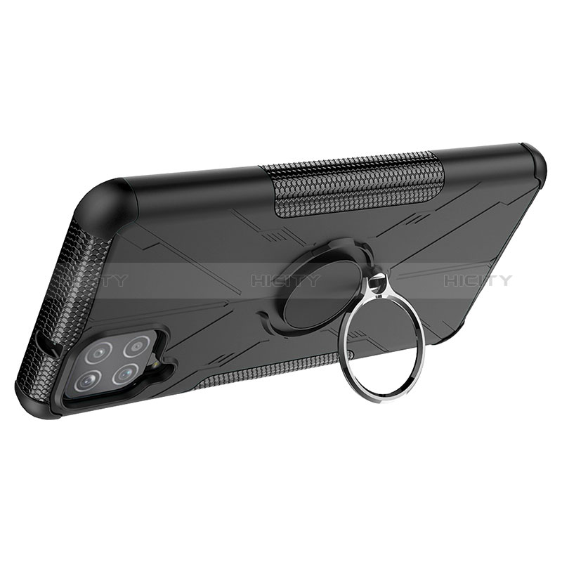 Silikon Hülle Handyhülle und Kunststoff Schutzhülle Hartschalen Tasche mit Magnetisch Fingerring Ständer JX1 für Samsung Galaxy M12 groß