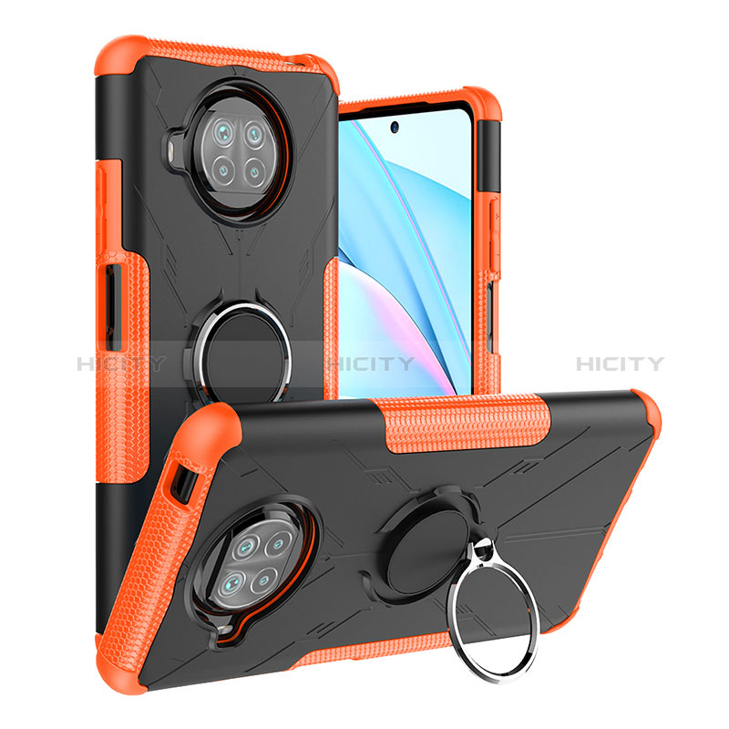 Silikon Hülle Handyhülle und Kunststoff Schutzhülle Hartschalen Tasche mit Magnetisch Fingerring Ständer JX1 für Xiaomi Mi 10i 5G Orange Plus