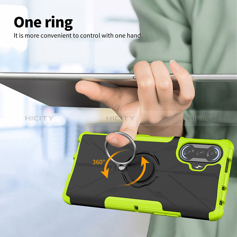 Silikon Hülle Handyhülle und Kunststoff Schutzhülle Hartschalen Tasche mit Magnetisch Fingerring Ständer JX1 für Xiaomi Poco F3 GT 5G groß