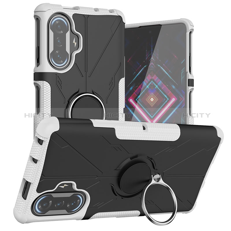 Silikon Hülle Handyhülle und Kunststoff Schutzhülle Hartschalen Tasche mit Magnetisch Fingerring Ständer JX1 für Xiaomi Poco F3 GT 5G