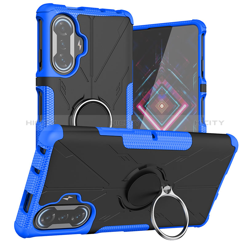 Silikon Hülle Handyhülle und Kunststoff Schutzhülle Hartschalen Tasche mit Magnetisch Fingerring Ständer JX1 für Xiaomi Poco F3 GT 5G groß