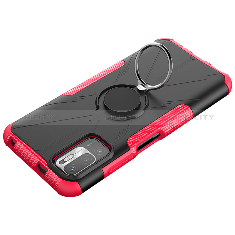 Silikon Hülle Handyhülle und Kunststoff Schutzhülle Hartschalen Tasche mit Magnetisch Fingerring Ständer JX1 für Xiaomi POCO M3 Pro 5G groß