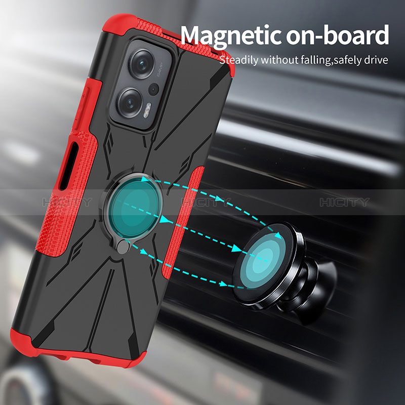 Silikon Hülle Handyhülle und Kunststoff Schutzhülle Hartschalen Tasche mit Magnetisch Fingerring Ständer JX1 für Xiaomi Poco X4 GT 5G
