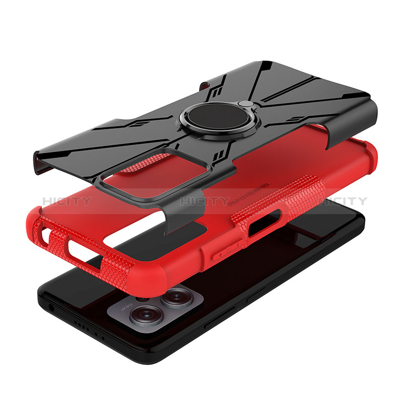 Silikon Hülle Handyhülle und Kunststoff Schutzhülle Hartschalen Tasche mit Magnetisch Fingerring Ständer JX1 für Xiaomi Poco X4 GT 5G groß