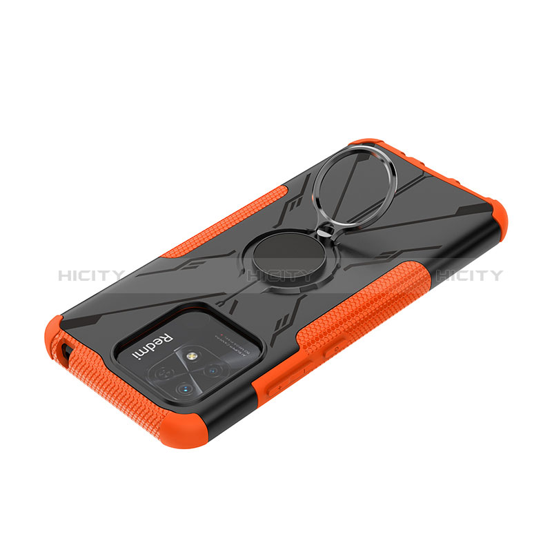 Silikon Hülle Handyhülle und Kunststoff Schutzhülle Hartschalen Tasche mit Magnetisch Fingerring Ständer JX1 für Xiaomi Redmi 10 Power