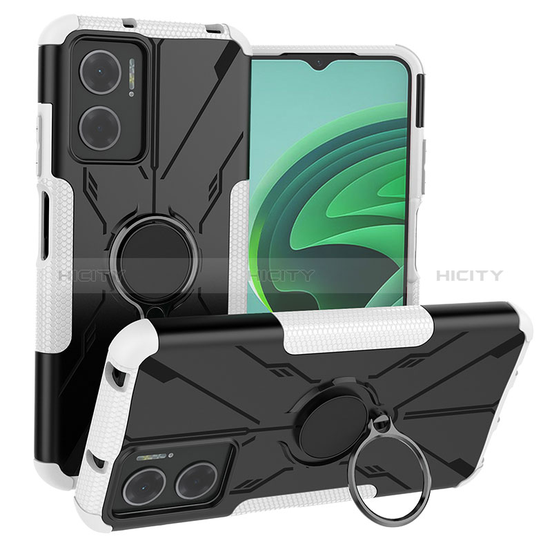 Silikon Hülle Handyhülle und Kunststoff Schutzhülle Hartschalen Tasche mit Magnetisch Fingerring Ständer JX1 für Xiaomi Redmi 10 Prime Plus 5G Silber Plus