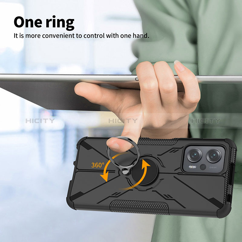 Silikon Hülle Handyhülle und Kunststoff Schutzhülle Hartschalen Tasche mit Magnetisch Fingerring Ständer JX1 für Xiaomi Redmi K50i 5G