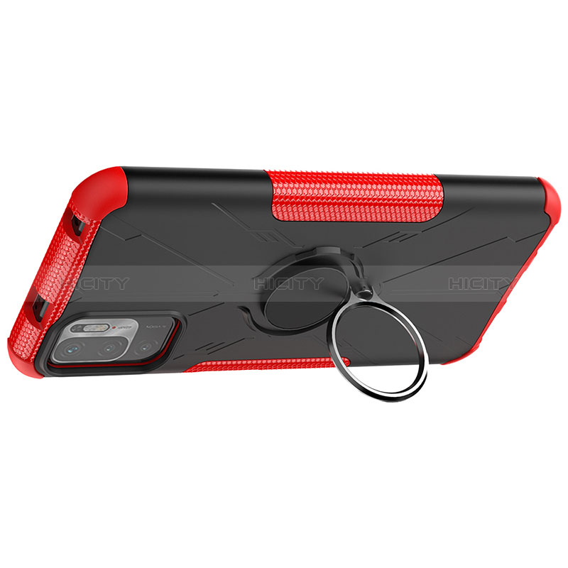 Silikon Hülle Handyhülle und Kunststoff Schutzhülle Hartschalen Tasche mit Magnetisch Fingerring Ständer JX1 für Xiaomi Redmi Note 10T 5G groß
