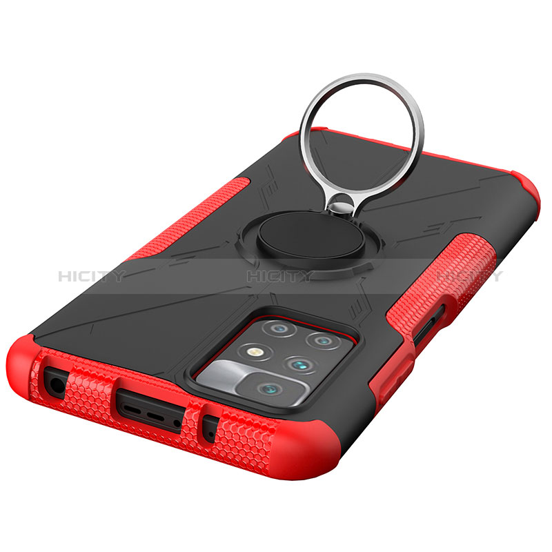 Silikon Hülle Handyhülle und Kunststoff Schutzhülle Hartschalen Tasche mit Magnetisch Fingerring Ständer JX1 für Xiaomi Redmi Note 11 4G (2021) groß