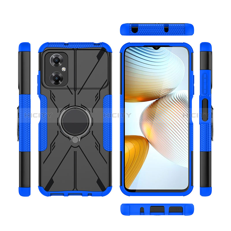 Silikon Hülle Handyhülle und Kunststoff Schutzhülle Hartschalen Tasche mit Magnetisch Fingerring Ständer JX1 für Xiaomi Redmi Note 11R 5G