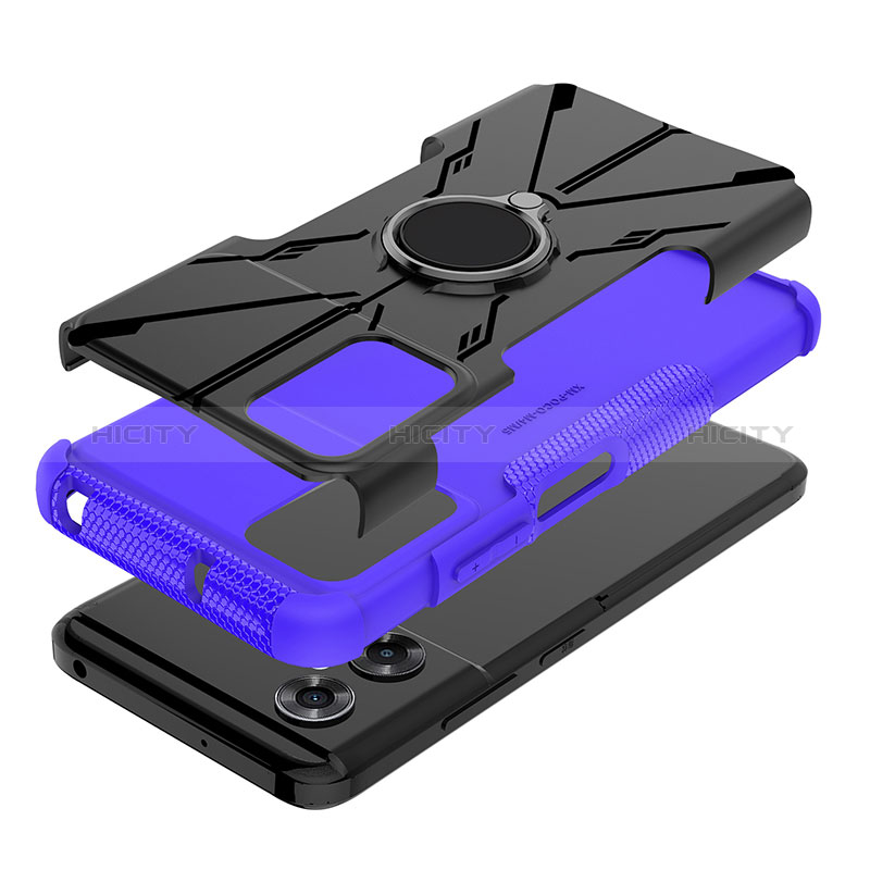 Silikon Hülle Handyhülle und Kunststoff Schutzhülle Hartschalen Tasche mit Magnetisch Fingerring Ständer JX1 für Xiaomi Redmi Note 11R 5G