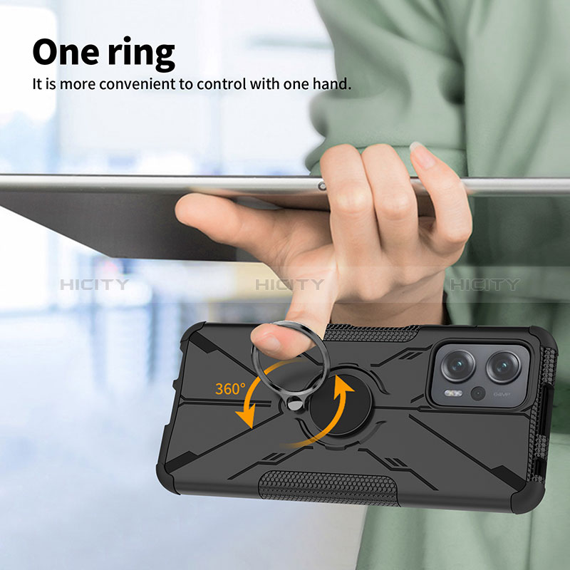 Silikon Hülle Handyhülle und Kunststoff Schutzhülle Hartschalen Tasche mit Magnetisch Fingerring Ständer JX1 für Xiaomi Redmi Note 11T Pro+ Plus 5G groß