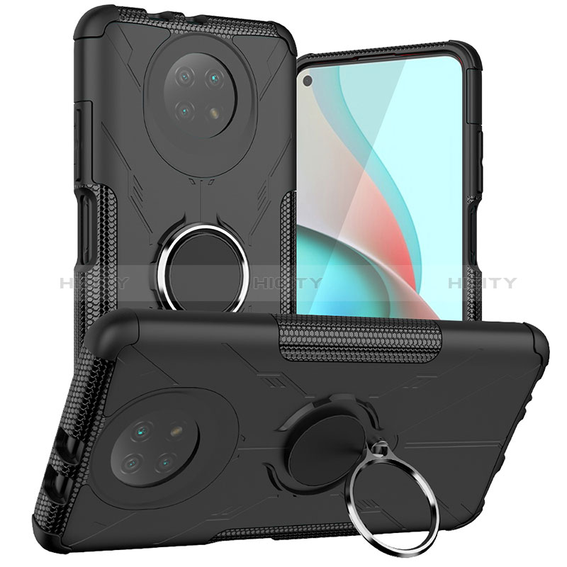 Silikon Hülle Handyhülle und Kunststoff Schutzhülle Hartschalen Tasche mit Magnetisch Fingerring Ständer JX1 für Xiaomi Redmi Note 9 5G groß