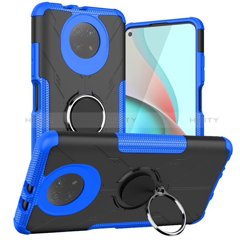 Silikon Hülle Handyhülle und Kunststoff Schutzhülle Hartschalen Tasche mit Magnetisch Fingerring Ständer JX1 für Xiaomi Redmi Note 9T 5G groß