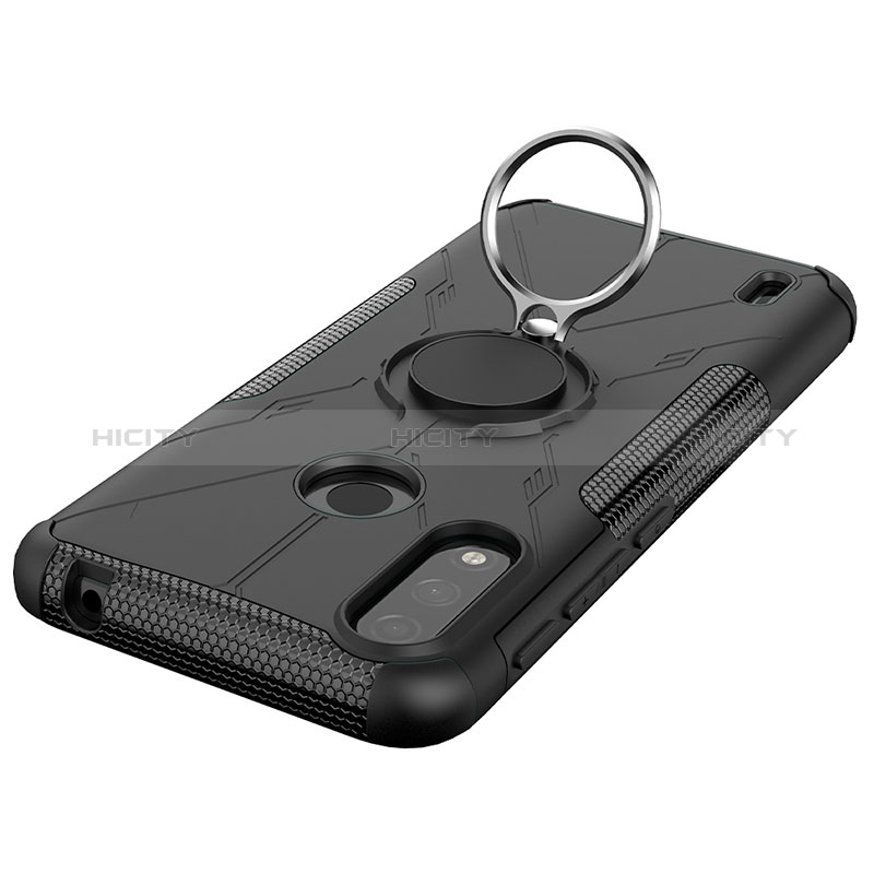 Silikon Hülle Handyhülle und Kunststoff Schutzhülle Hartschalen Tasche mit Magnetisch Fingerring Ständer JX2 für Motorola Moto E7 Power