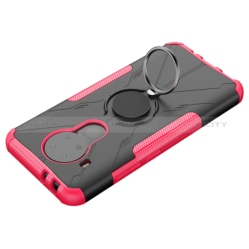 Silikon Hülle Handyhülle und Kunststoff Schutzhülle Hartschalen Tasche mit Magnetisch Fingerring Ständer JX2 für Nokia 5.4