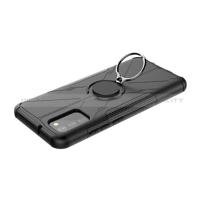 Silikon Hülle Handyhülle und Kunststoff Schutzhülle Hartschalen Tasche mit Magnetisch Fingerring Ständer JX2 für Samsung Galaxy A02s groß