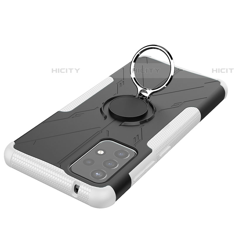 Silikon Hülle Handyhülle und Kunststoff Schutzhülle Hartschalen Tasche mit Magnetisch Fingerring Ständer JX2 für Samsung Galaxy A72 5G groß