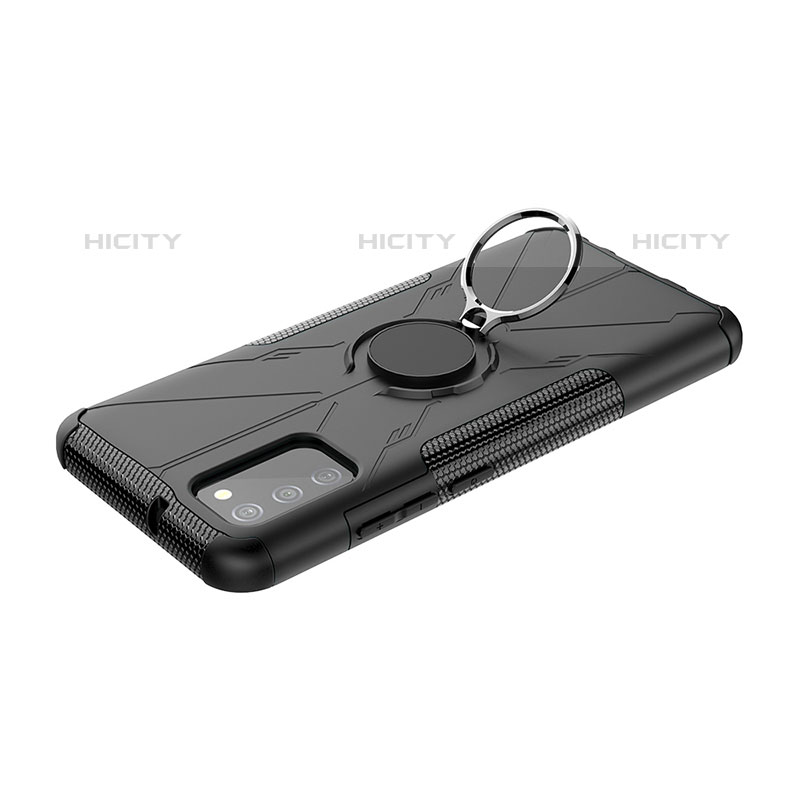 Silikon Hülle Handyhülle und Kunststoff Schutzhülle Hartschalen Tasche mit Magnetisch Fingerring Ständer JX2 für Samsung Galaxy M02s