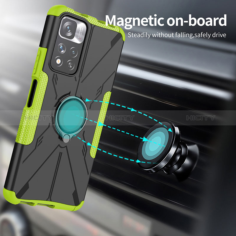 Silikon Hülle Handyhülle und Kunststoff Schutzhülle Hartschalen Tasche mit Magnetisch Fingerring Ständer JX2 für Xiaomi Mi 11i 5G (2022)