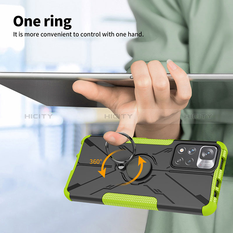 Silikon Hülle Handyhülle und Kunststoff Schutzhülle Hartschalen Tasche mit Magnetisch Fingerring Ständer JX2 für Xiaomi Poco X4 NFC groß