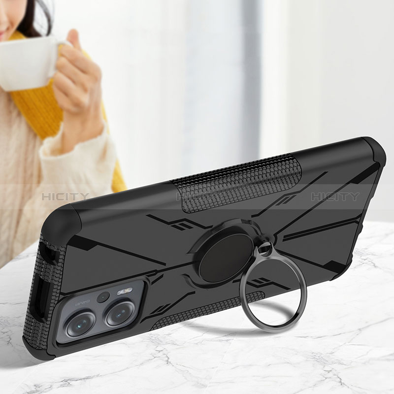 Silikon Hülle Handyhülle und Kunststoff Schutzhülle Hartschalen Tasche mit Magnetisch Fingerring Ständer JX2 für Xiaomi Redmi K50i 5G