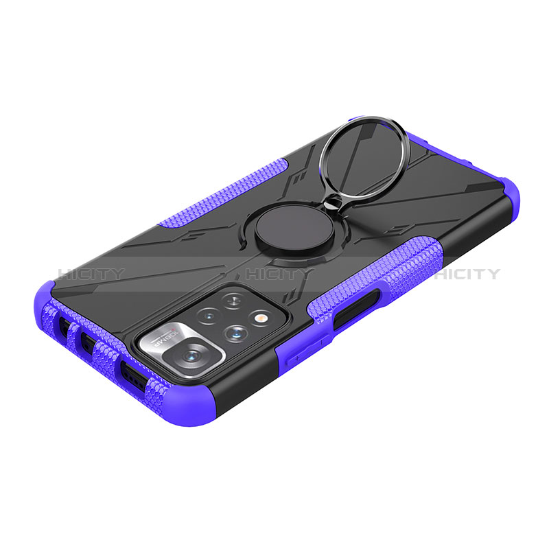 Silikon Hülle Handyhülle und Kunststoff Schutzhülle Hartschalen Tasche mit Magnetisch Fingerring Ständer JX2 für Xiaomi Redmi Note 11 Pro+ Plus 5G groß