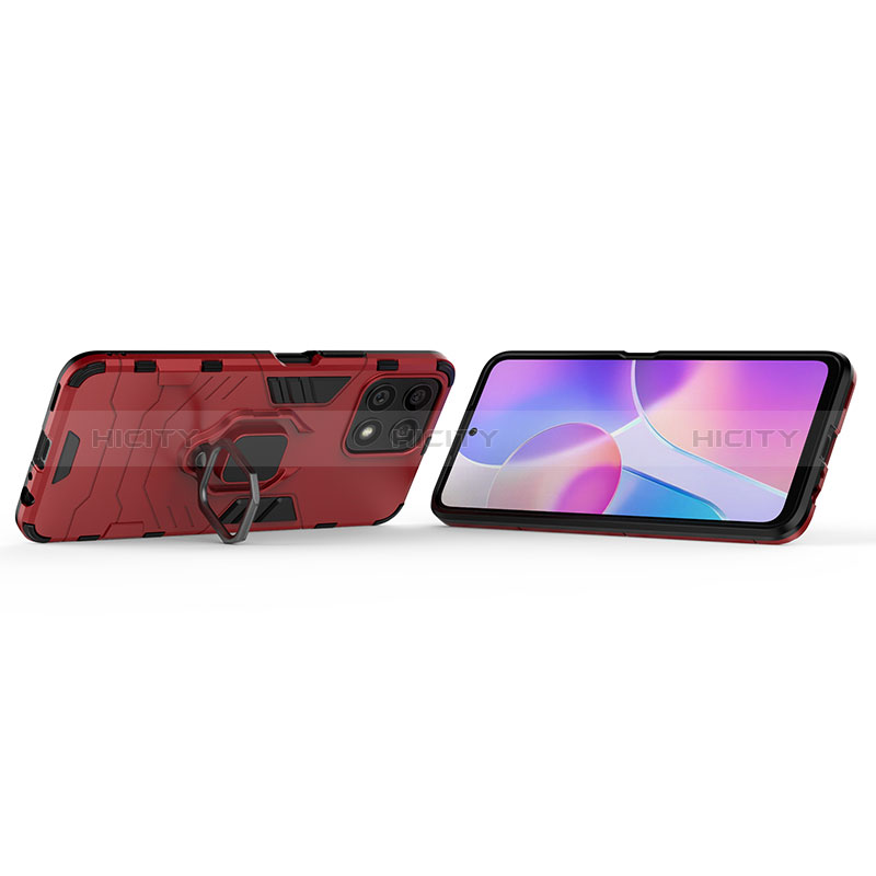 Silikon Hülle Handyhülle und Kunststoff Schutzhülle Hartschalen Tasche mit Magnetisch Fingerring Ständer KC1 für Huawei Honor X30i