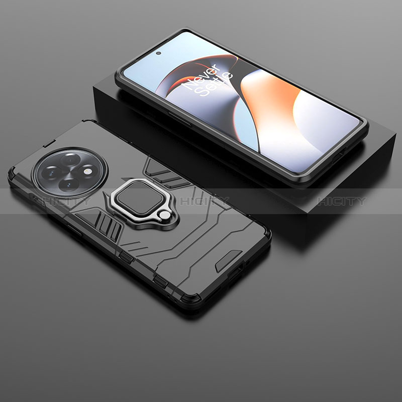 Silikon Hülle Handyhülle und Kunststoff Schutzhülle Hartschalen Tasche mit Magnetisch Fingerring Ständer KC1 für OnePlus 11R 5G