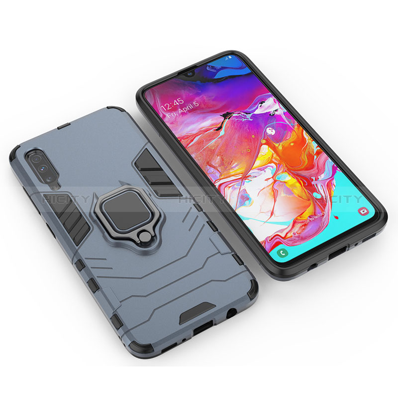 Silikon Hülle Handyhülle und Kunststoff Schutzhülle Hartschalen Tasche mit Magnetisch Fingerring Ständer KC1 für Samsung Galaxy A70