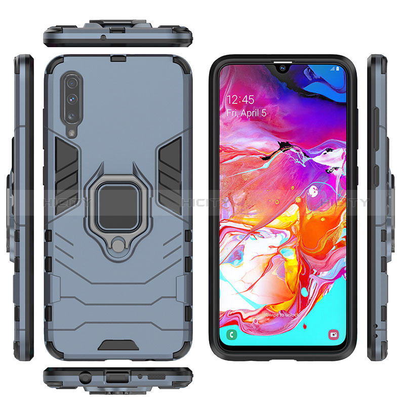 Silikon Hülle Handyhülle und Kunststoff Schutzhülle Hartschalen Tasche mit Magnetisch Fingerring Ständer KC1 für Samsung Galaxy A70