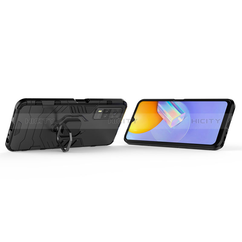 Silikon Hülle Handyhülle und Kunststoff Schutzhülle Hartschalen Tasche mit Magnetisch Fingerring Ständer KC1 für Vivo Y31 (2021)