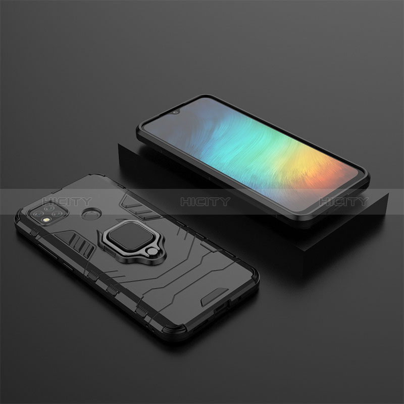 Silikon Hülle Handyhülle und Kunststoff Schutzhülle Hartschalen Tasche mit Magnetisch Fingerring Ständer KC1 für Xiaomi POCO C3