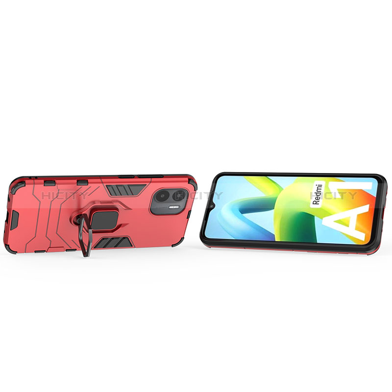 Silikon Hülle Handyhülle und Kunststoff Schutzhülle Hartschalen Tasche mit Magnetisch Fingerring Ständer KC1 für Xiaomi Poco C50 groß