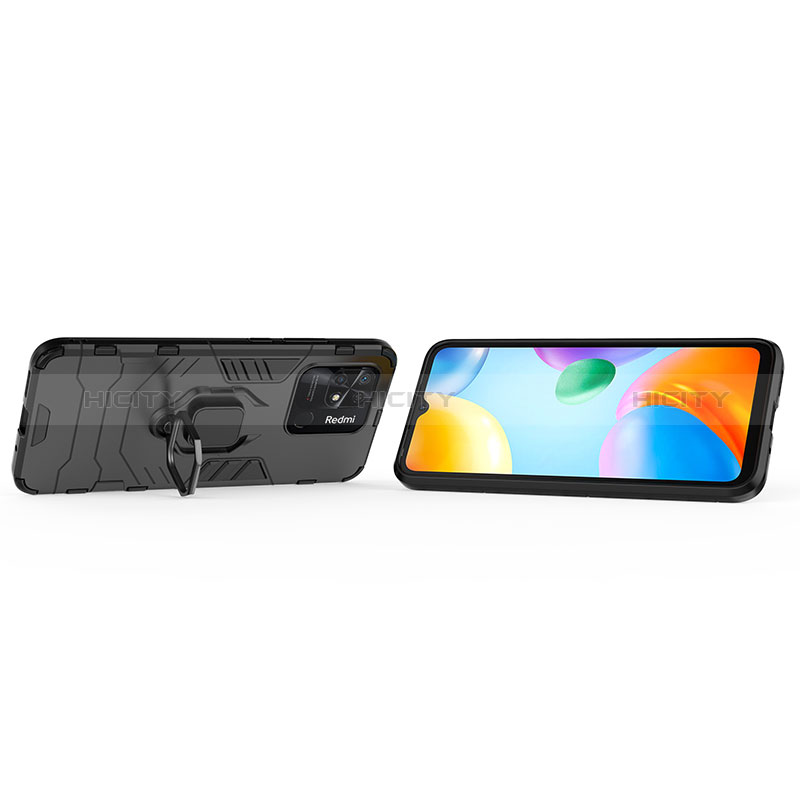 Silikon Hülle Handyhülle und Kunststoff Schutzhülle Hartschalen Tasche mit Magnetisch Fingerring Ständer KC1 für Xiaomi Redmi 10 Power groß
